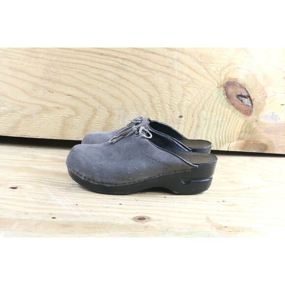 Lands End Shoes Clogs Womens Sz 7B Gray Suede Leather Mules Slip On Comfort - Picture 1 of 7